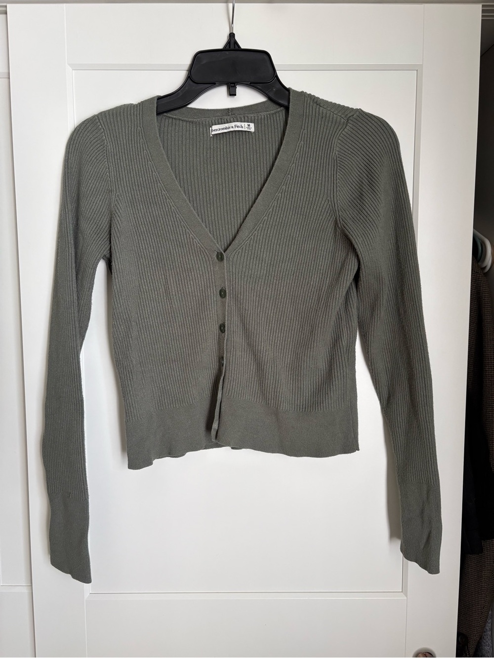 Abercrombie & Fitch Olive Ribbed V-Neck Cardigan